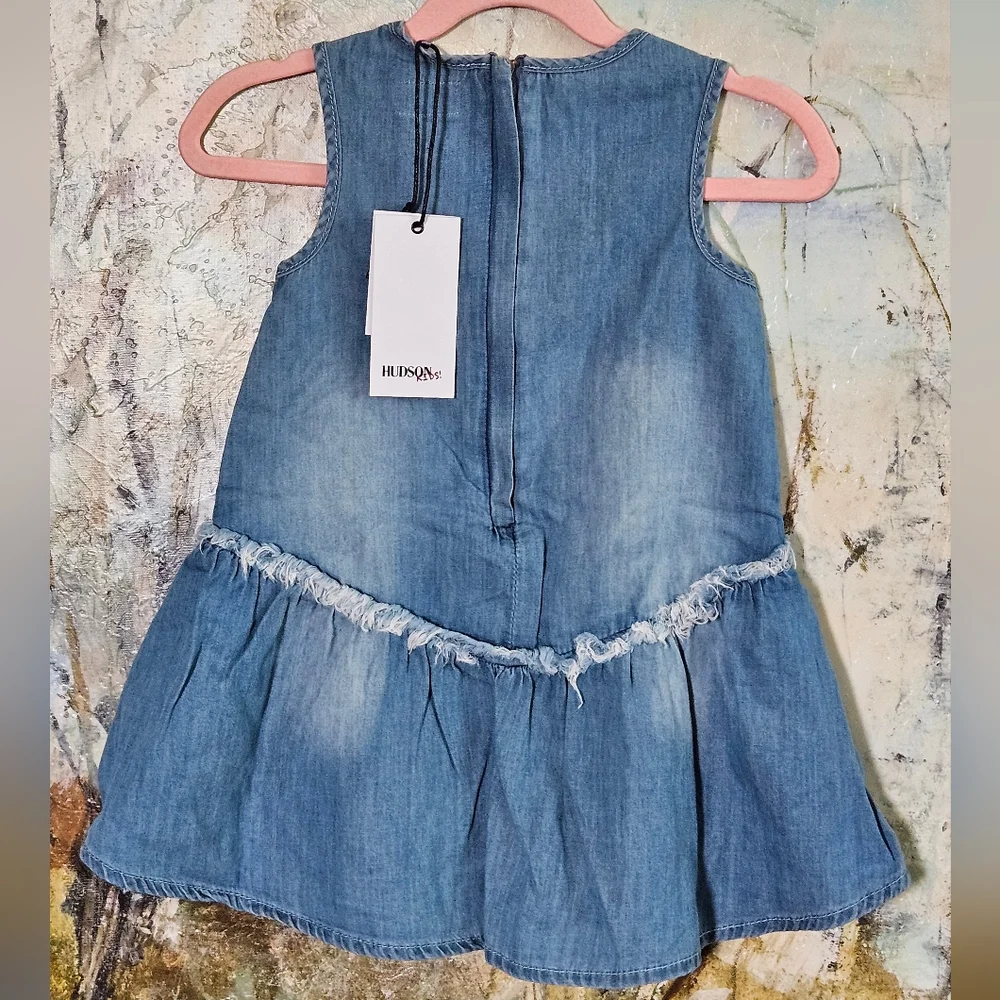 NWT Girls 2T Hudson Jeans Lulu Lace-up Chambray Dress-Light Blue Denim, Toddler